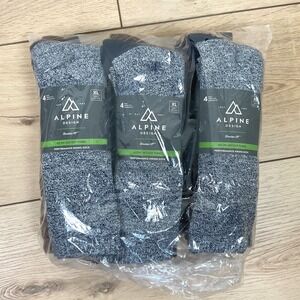(3) Alpine Design Mens XL Performance Hiking Socks 4 Pair Crew Cut‎ Socks 13-15